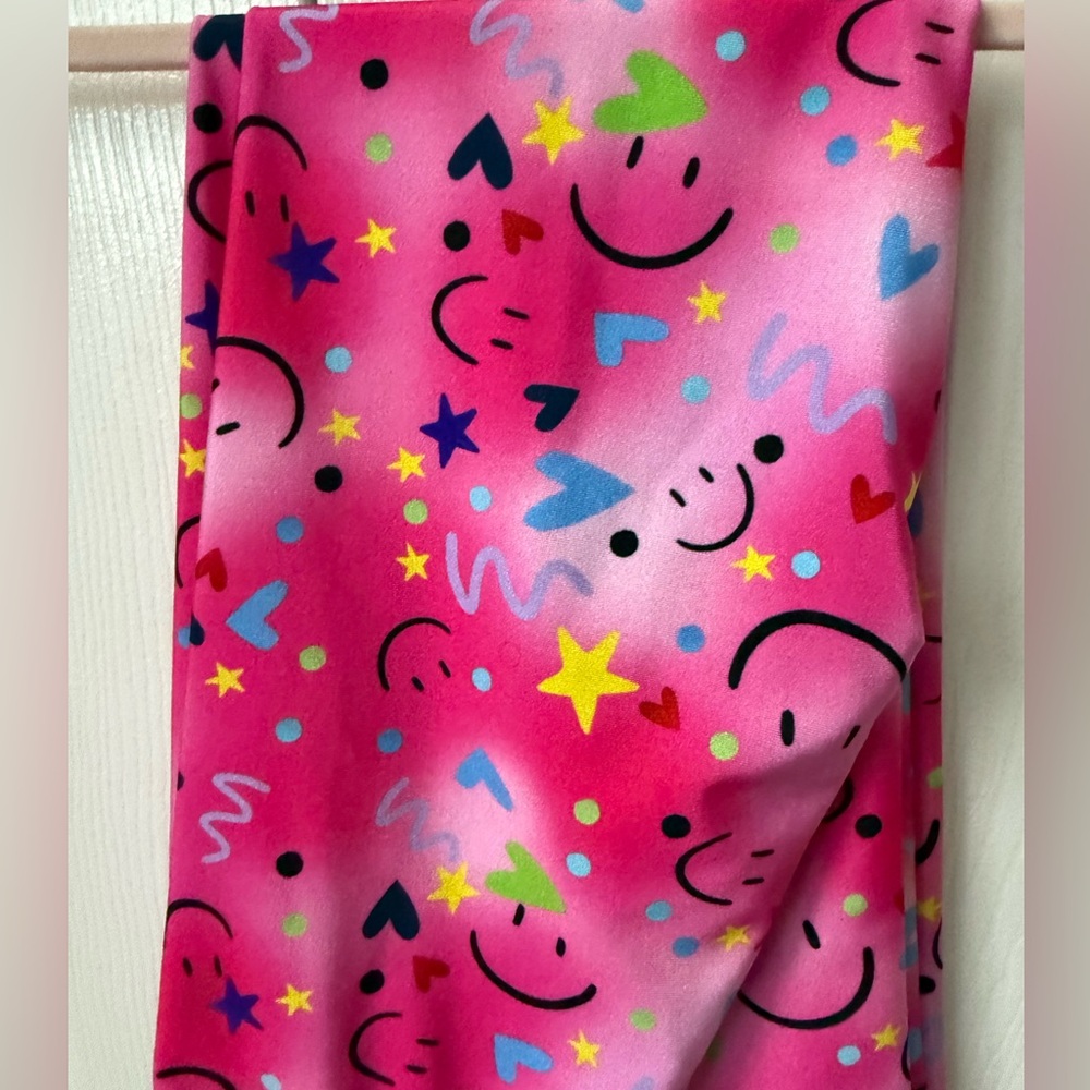 New w Tags Dori Creations Neon Pink w Smiley Leggings Girls Size 7 - Picture 2 of 3